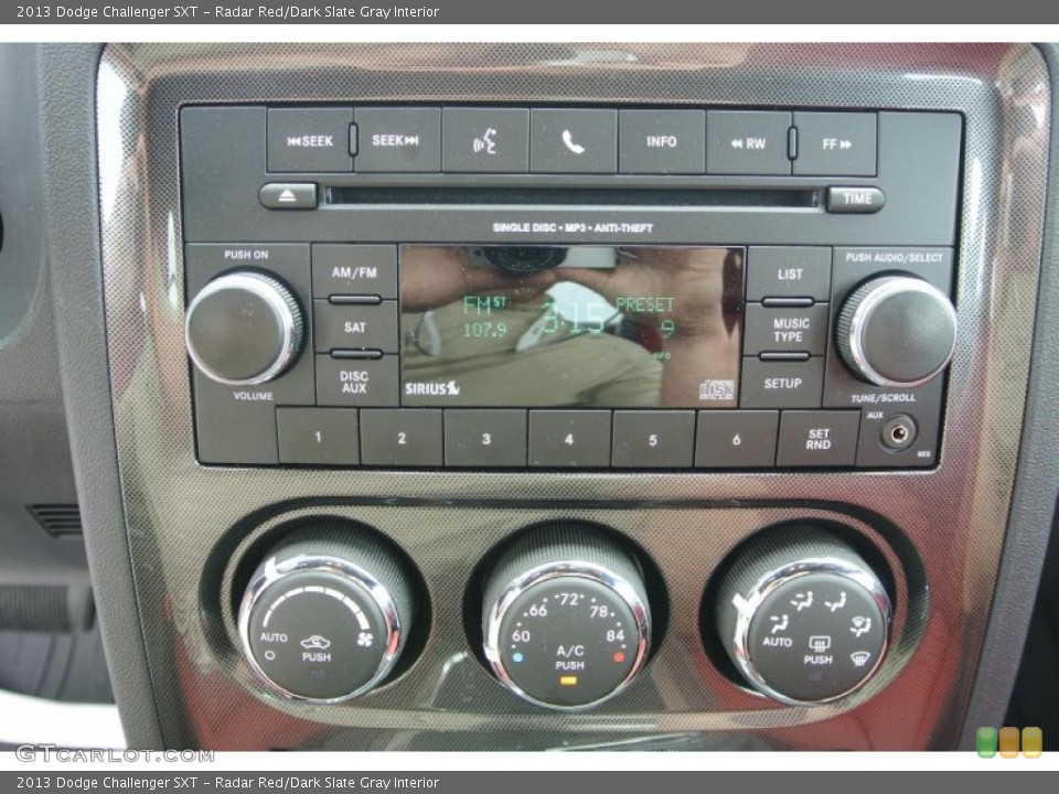 Radar Red/Dark Slate Gray Interior Controls for the 2013 Dodge Challenger SXT #79891122