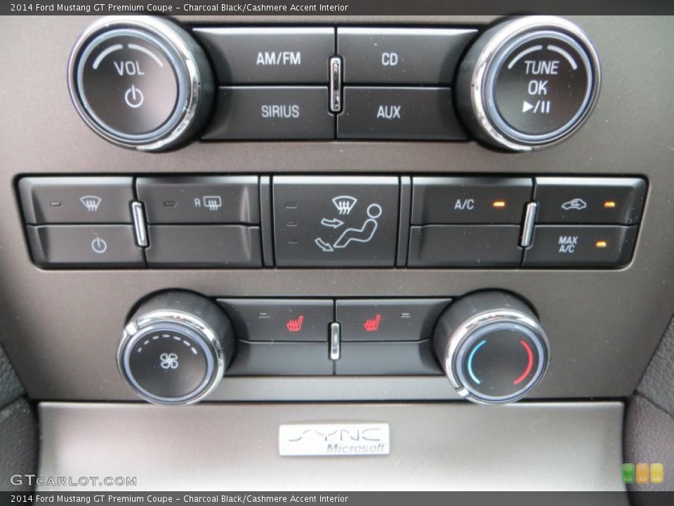 Charcoal Black/Cashmere Accent Interior Controls for the 2014 Ford Mustang GT Premium Coupe #79897255