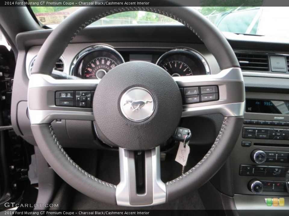 Charcoal Black/Cashmere Accent Interior Steering Wheel for the 2014 Ford Mustang GT Premium Coupe #79897297