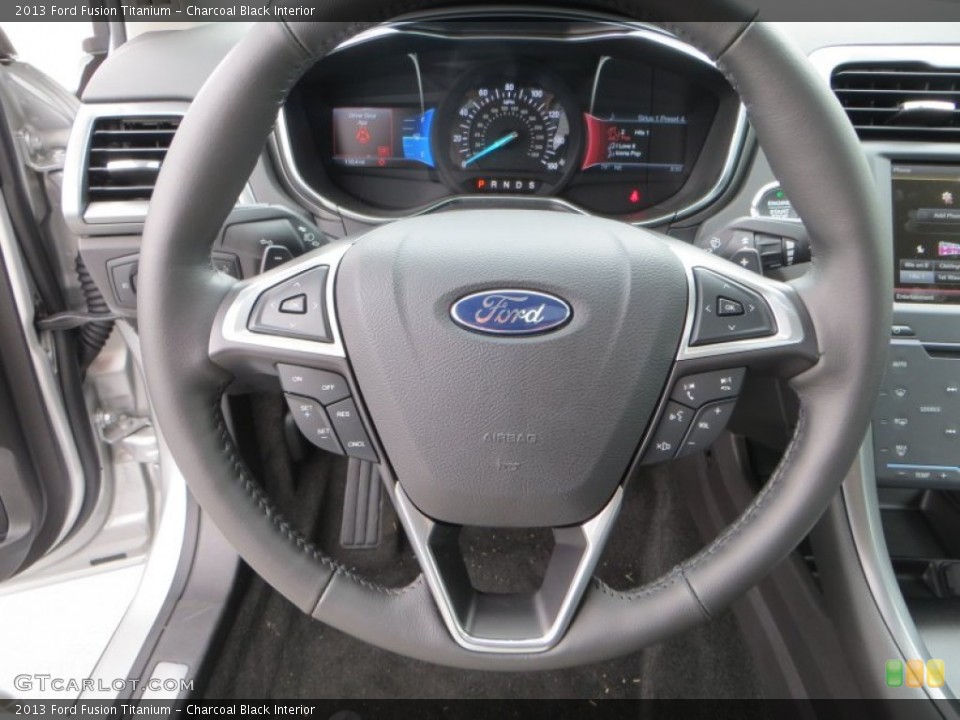 Charcoal Black Interior Steering Wheel for the 2013 Ford Fusion Titanium #79898587