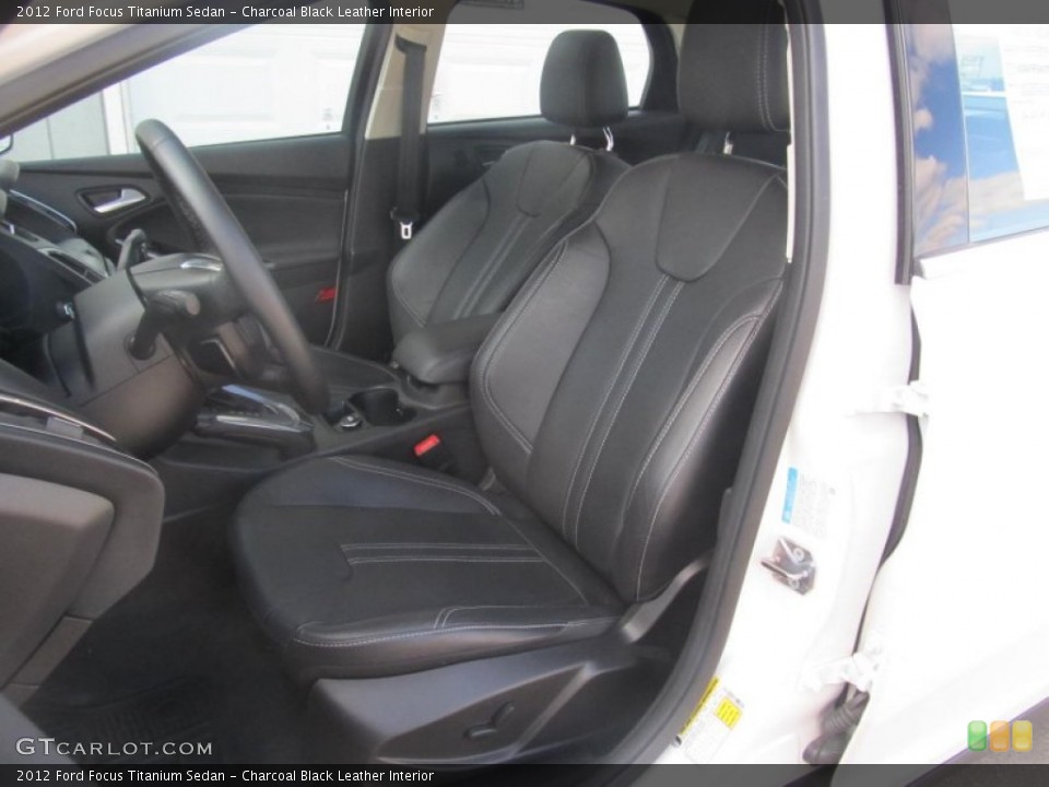 Charcoal Black Leather Interior Front Seat for the 2012 Ford Focus Titanium Sedan #79944400