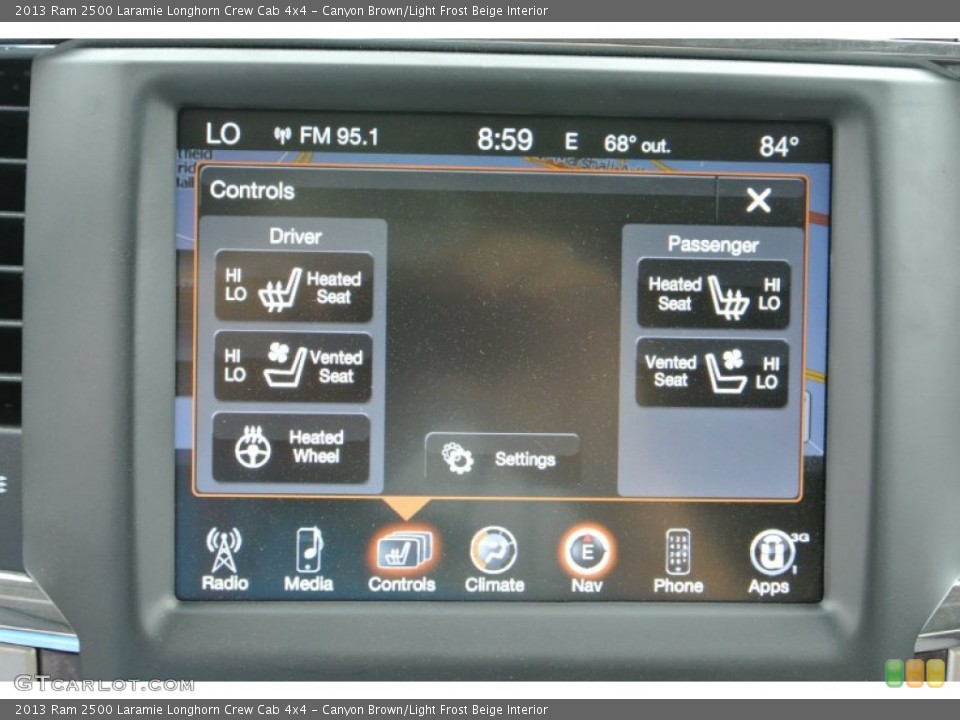 Canyon Brown/Light Frost Beige Interior Controls for the 2013 Ram 2500 Laramie Longhorn Crew Cab 4x4 #79954859