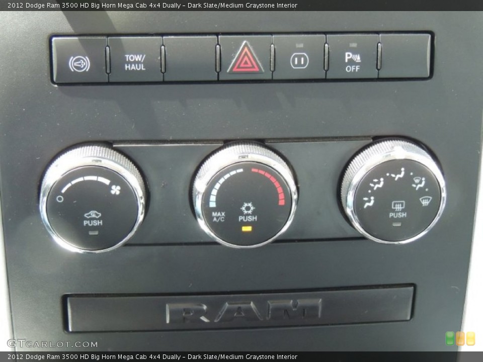 Dark Slate/Medium Graystone Interior Controls for the 2012 Dodge Ram 3500 HD Big Horn Mega Cab 4x4 Dually #79955357