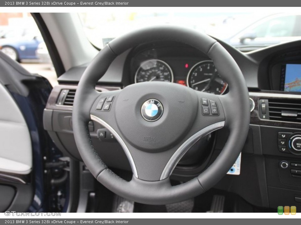 Everest Grey/Black Interior Steering Wheel for the 2013 BMW 3 Series 328i xDrive Coupe #80001102