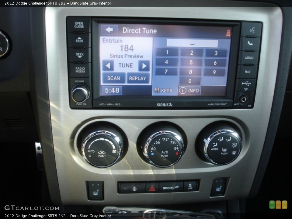 Dark Slate Gray Interior Controls for the 2012 Dodge Challenger SRT8 392 #80023596