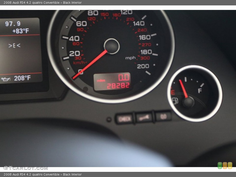 Black Interior Gauges for the 2008 Audi RS4 4.2 quattro Convertible #80080947