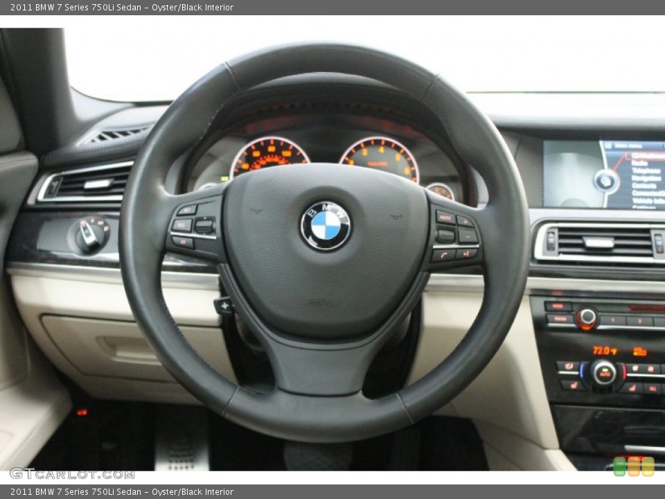 Oyster/Black Interior Steering Wheel for the 2011 BMW 7 Series 750Li Sedan #80098435