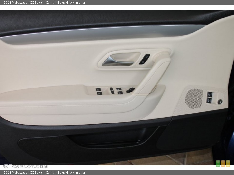 Cornsilk Beige/Black Interior Door Panel for the 2011 Volkswagen CC Sport #80153883