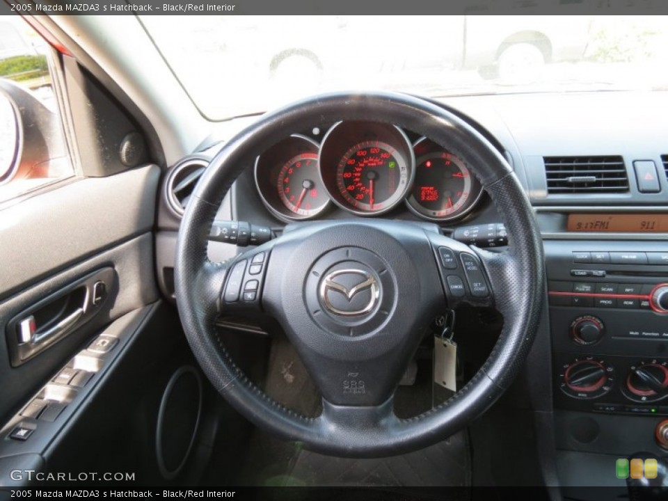 Black/Red Interior Steering Wheel for the 2005 Mazda MAZDA3 s Hatchback #80185138