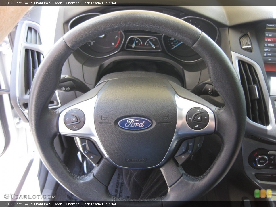 Charcoal Black Leather Interior Steering Wheel for the 2012 Ford Focus Titanium 5-Door #80199895