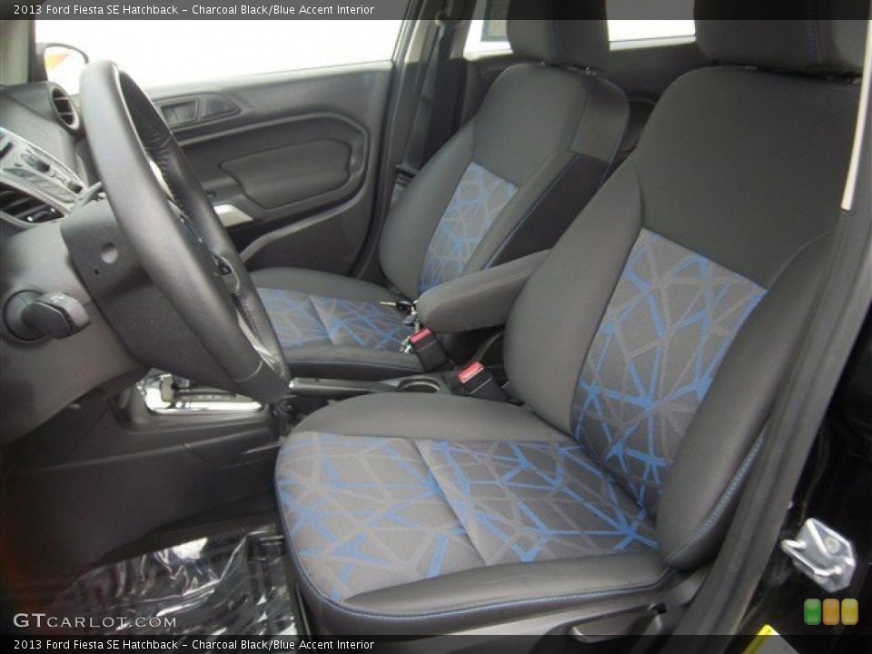 Charcoal Black/Blue Accent Interior Front Seat for the 2013 Ford Fiesta SE Hatchback #80223379
