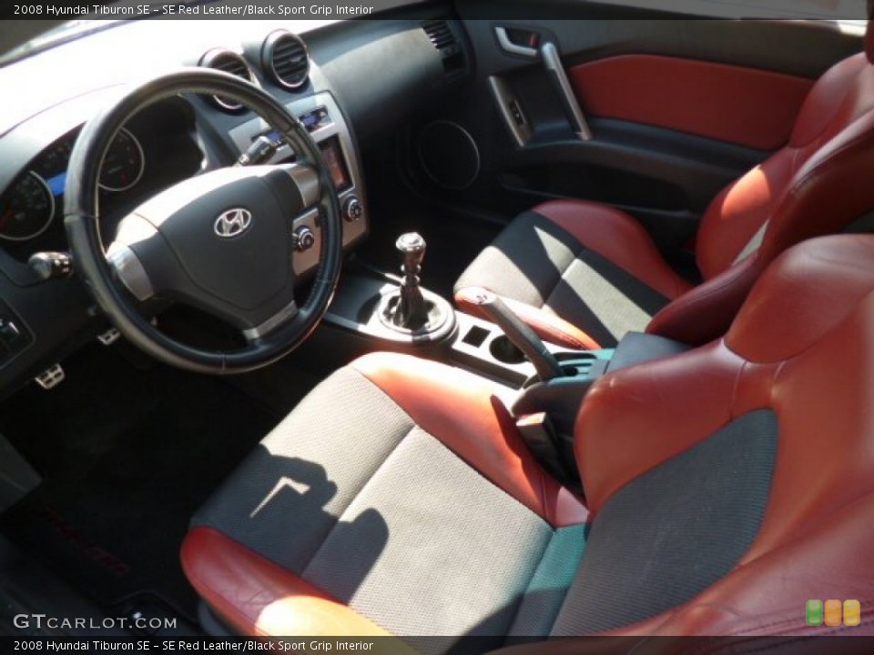 SE Red Leather/Black Sport Grip Interior Front Seat for the 2008 Hyundai Tiburon SE #80317913