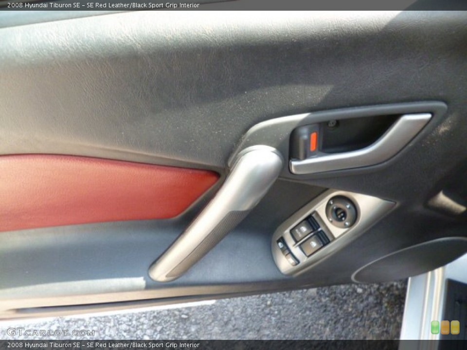 SE Red Leather/Black Sport Grip Interior Door Panel for the 2008 Hyundai Tiburon SE #80317934
