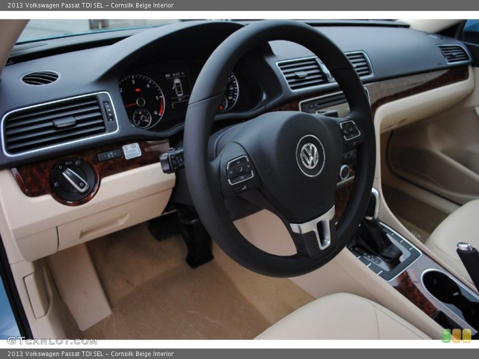 Cornsilk Beige Interior Steering Wheel for the 2013 Volkswagen Passat TDI SEL #80319836