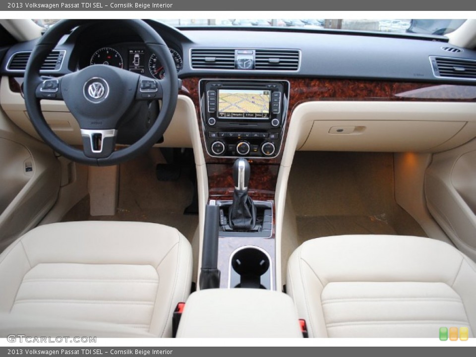 Cornsilk Beige Interior Dashboard for the 2013 Volkswagen Passat TDI SEL #80320120