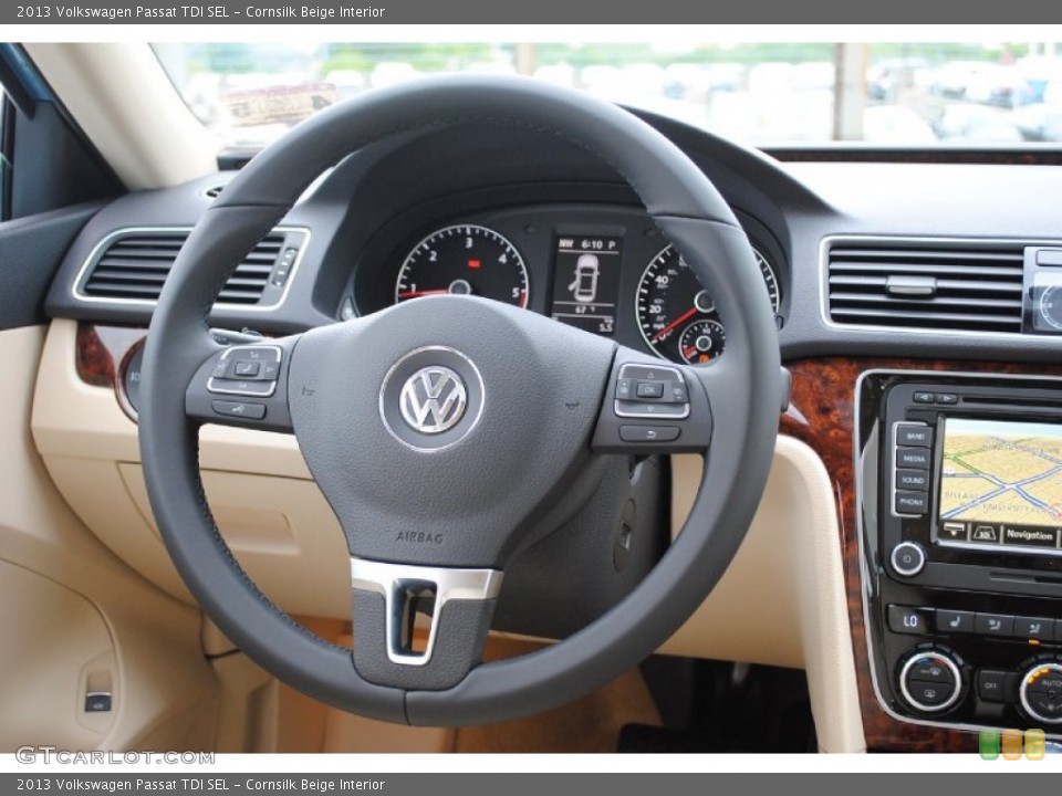 Cornsilk Beige Interior Steering Wheel for the 2013 Volkswagen Passat TDI SEL #80320147