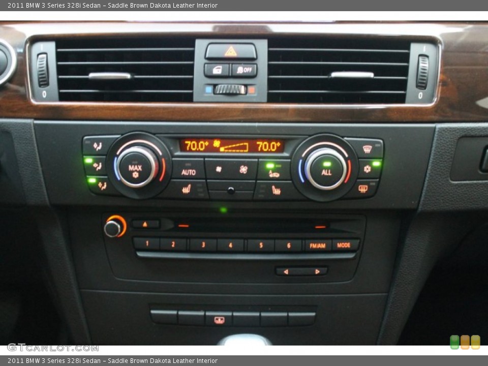 Saddle Brown Dakota Leather Interior Controls for the 2011 BMW 3 Series 328i Sedan #80329489