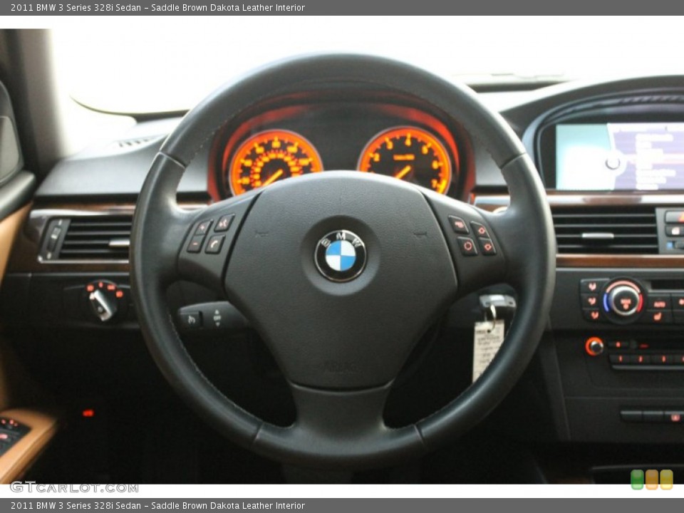 Saddle Brown Dakota Leather Interior Steering Wheel for the 2011 BMW 3 Series 328i Sedan #80329842
