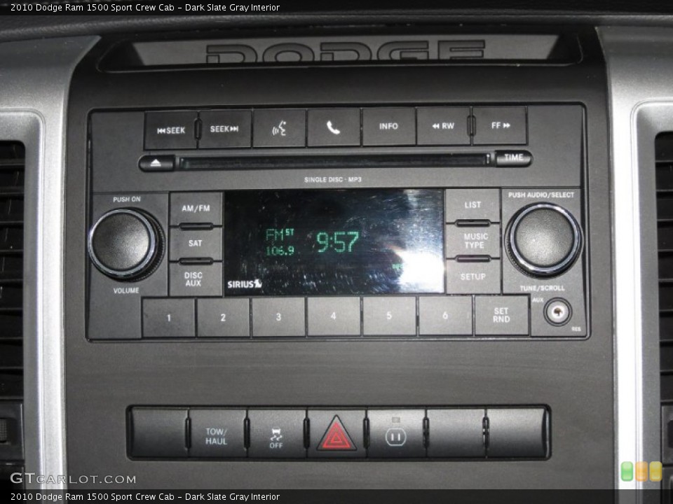 Dark Slate Gray Interior Controls for the 2010 Dodge Ram 1500 Sport Crew Cab #80345510