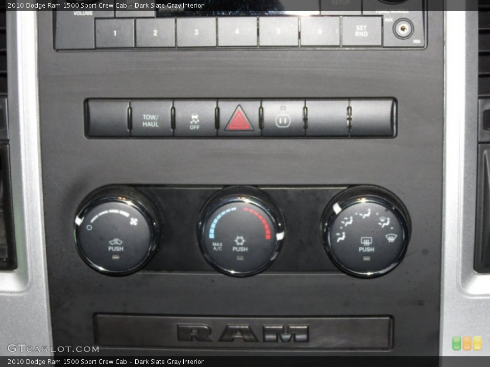 Dark Slate Gray Interior Controls for the 2010 Dodge Ram 1500 Sport Crew Cab #80345521