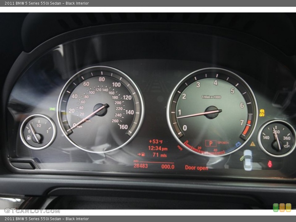 Black Interior Gauges for the 2011 BMW 5 Series 550i Sedan #80350077