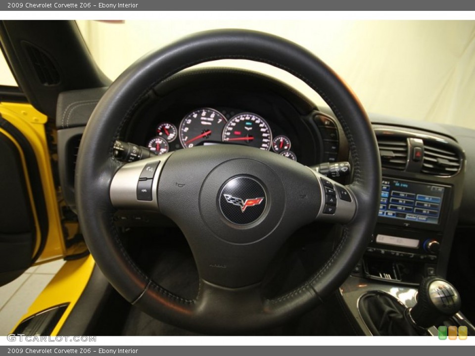 Ebony Interior Steering Wheel for the 2009 Chevrolet Corvette Z06 #80350401