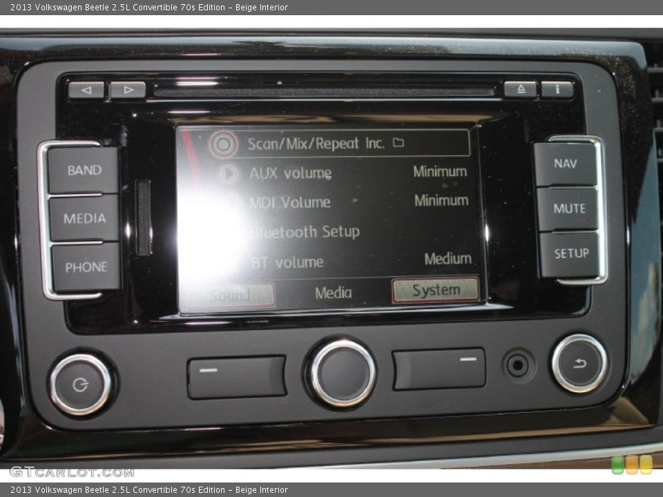 Beige Interior Controls for the 2013 Volkswagen Beetle 2.5L Convertible 70s Edition #80388111