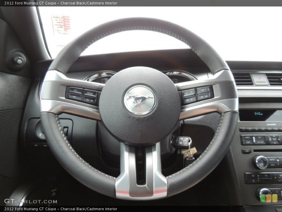 Charcoal Black/Cashmere Interior Steering Wheel for the 2012 Ford Mustang GT Coupe #80462411