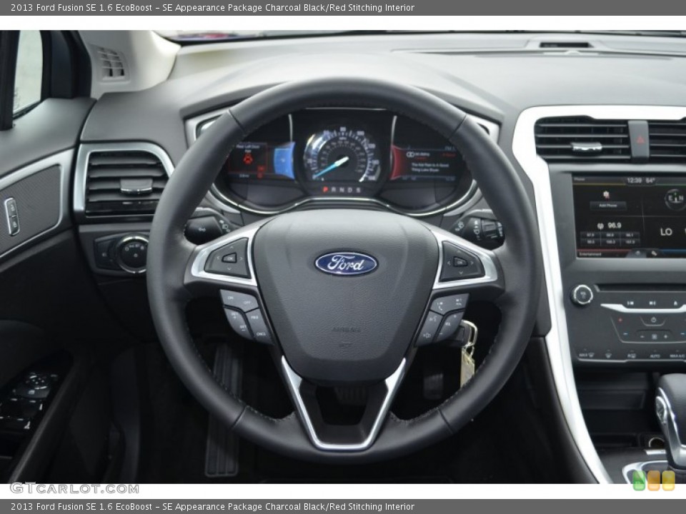 SE Appearance Package Charcoal Black/Red Stitching Interior Steering Wheel for the 2013 Ford Fusion SE 1.6 EcoBoost #80462880