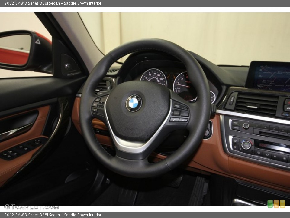 Saddle Brown Interior Steering Wheel for the 2012 BMW 3 Series 328i Sedan #80465604