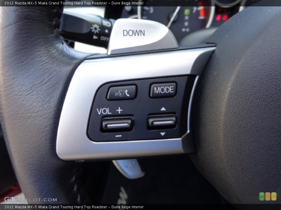 Dune Beige Interior Controls for the 2012 Mazda MX-5 Miata Grand Touring Hard Top Roadster #80469347