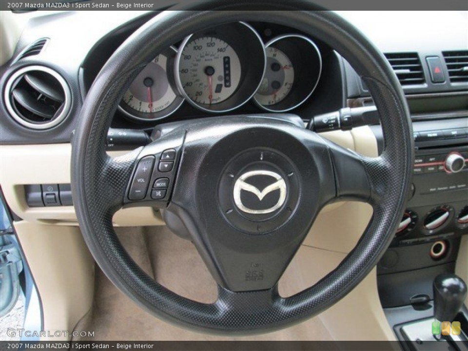 Beige Interior Steering Wheel for the 2007 Mazda MAZDA3 i Sport Sedan #80492031