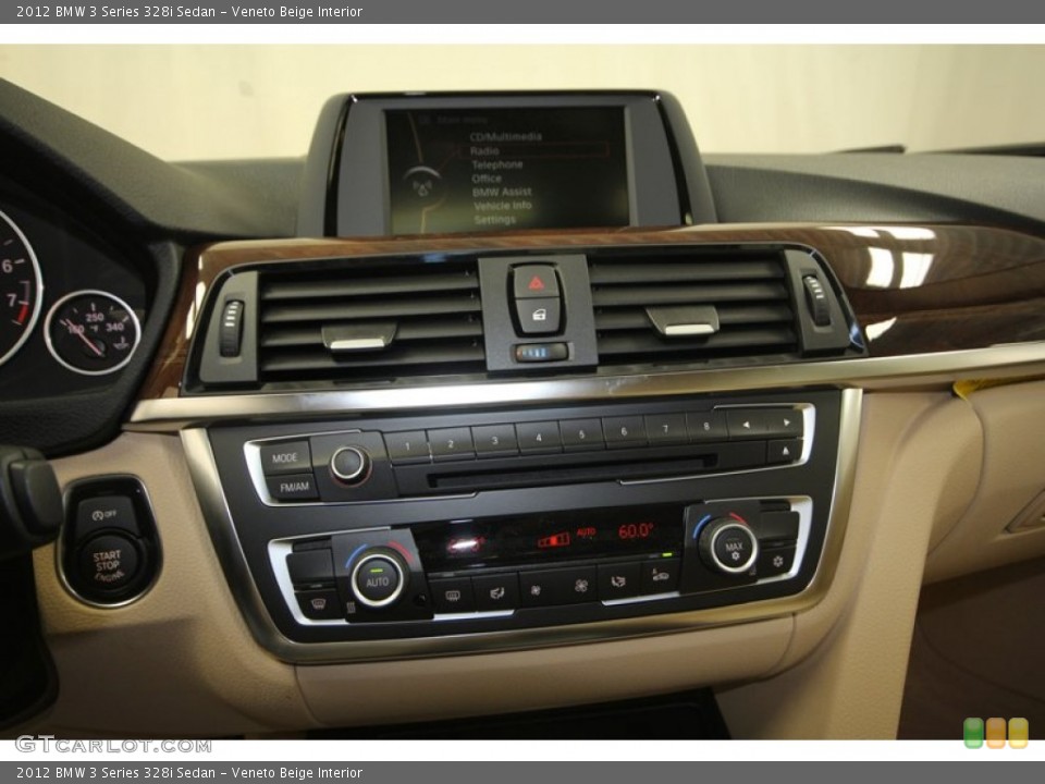 Veneto Beige Interior Controls for the 2012 BMW 3 Series 328i Sedan #80535406