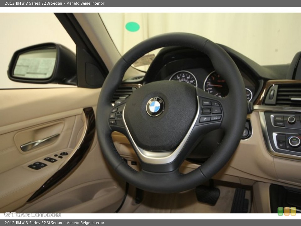 Veneto Beige Interior Steering Wheel for the 2012 BMW 3 Series 328i Sedan #80535487
