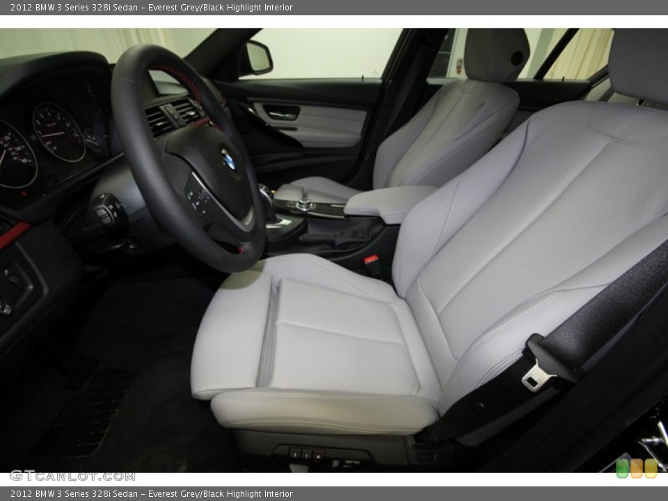 Everest Grey/Black Highlight Interior Front Seat for the 2012 BMW 3 Series 328i Sedan #80537548