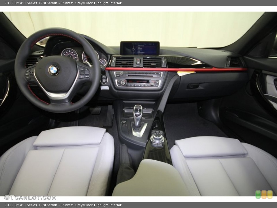 Everest Grey/Black Highlight Interior Dashboard for the 2012 BMW 3 Series 328i Sedan #80537551