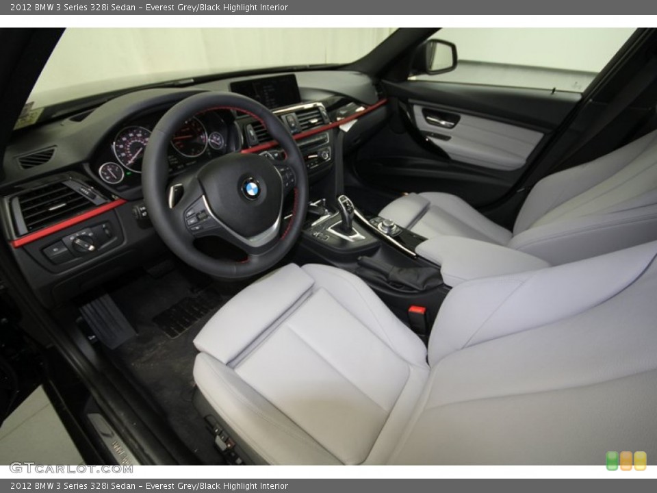 Everest Grey/Black Highlight Interior Prime Interior for the 2012 BMW 3 Series 328i Sedan #80537572