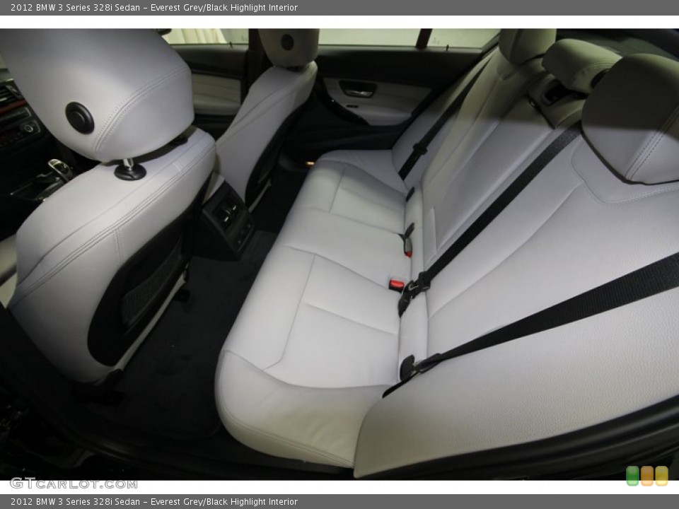 Everest Grey/Black Highlight Interior Rear Seat for the 2012 BMW 3 Series 328i Sedan #80537575