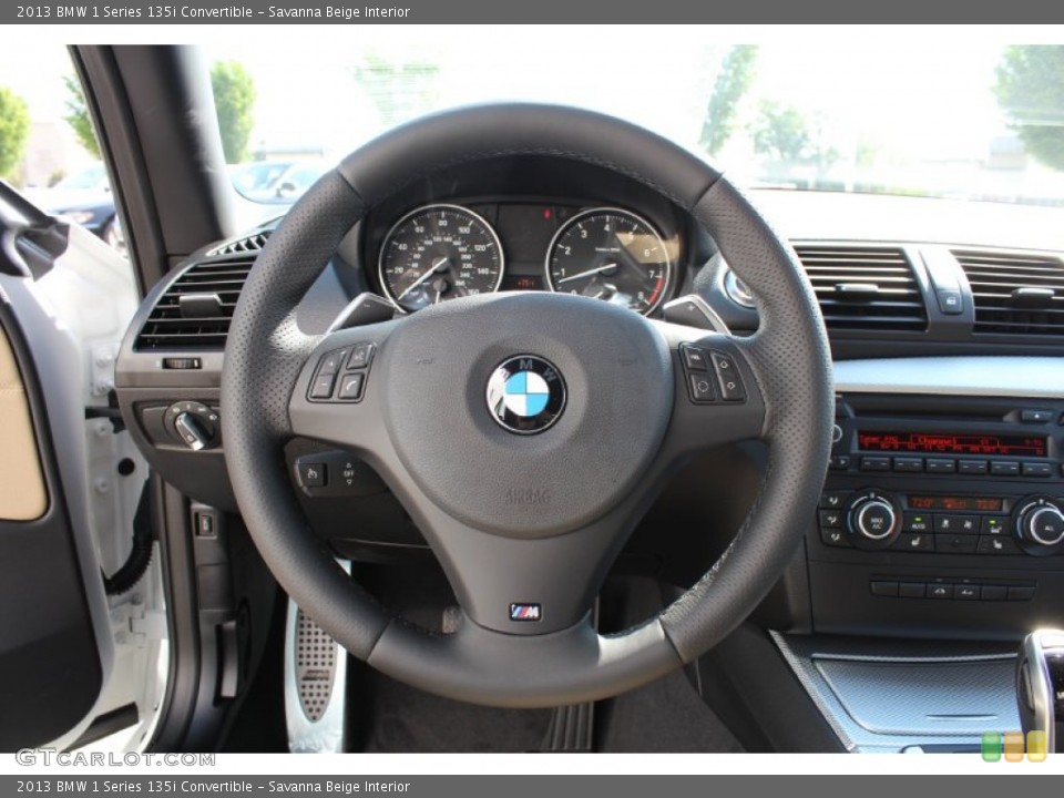 Savanna Beige Interior Steering Wheel for the 2013 BMW 1 Series 135i Convertible #80569641