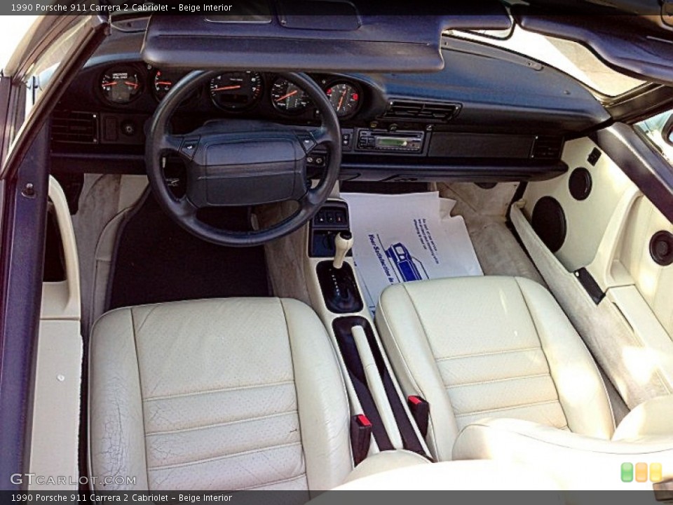 Beige Interior Photo for the 1990 Porsche 911 Carrera 2 Cabriolet #80569928