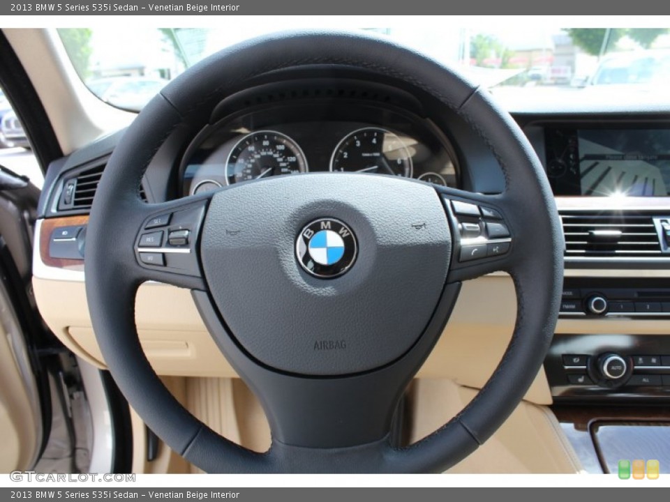 Venetian Beige Interior Steering Wheel for the 2013 BMW 5 Series 535i Sedan #80570372