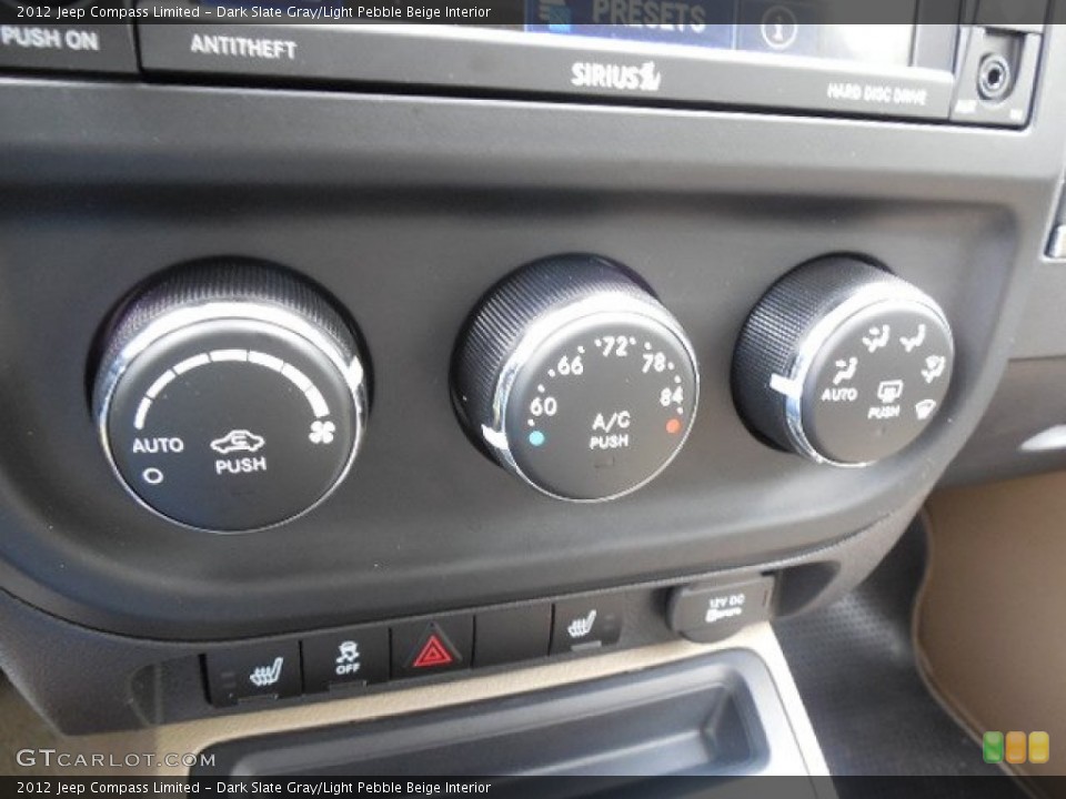 Dark Slate Gray/Light Pebble Beige Interior Controls for the 2012 Jeep Compass Limited #80587873