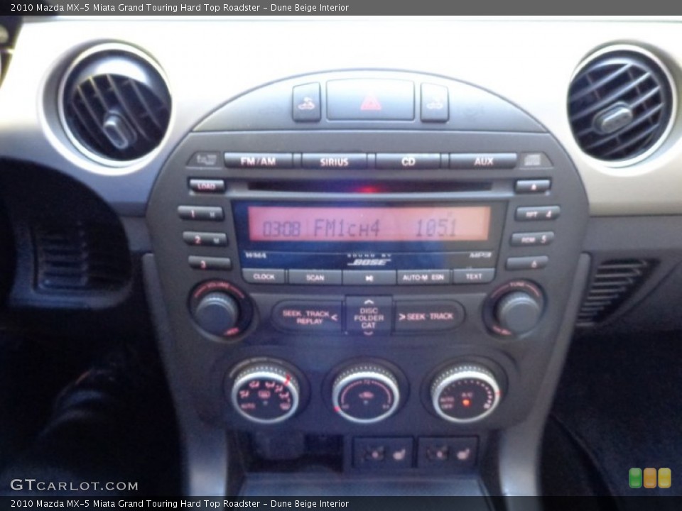 Dune Beige Interior Controls for the 2010 Mazda MX-5 Miata Grand Touring Hard Top Roadster #80590507