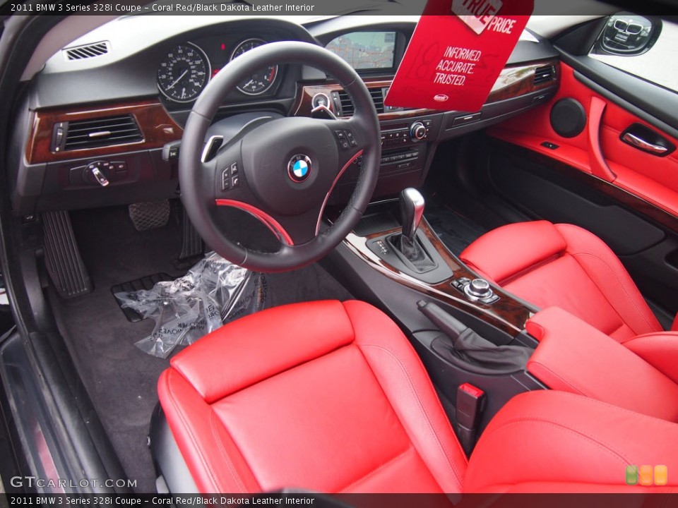 Coral Red/Black Dakota Leather Interior Prime Interior for the 2011 BMW 3 Series 328i Coupe #80590864