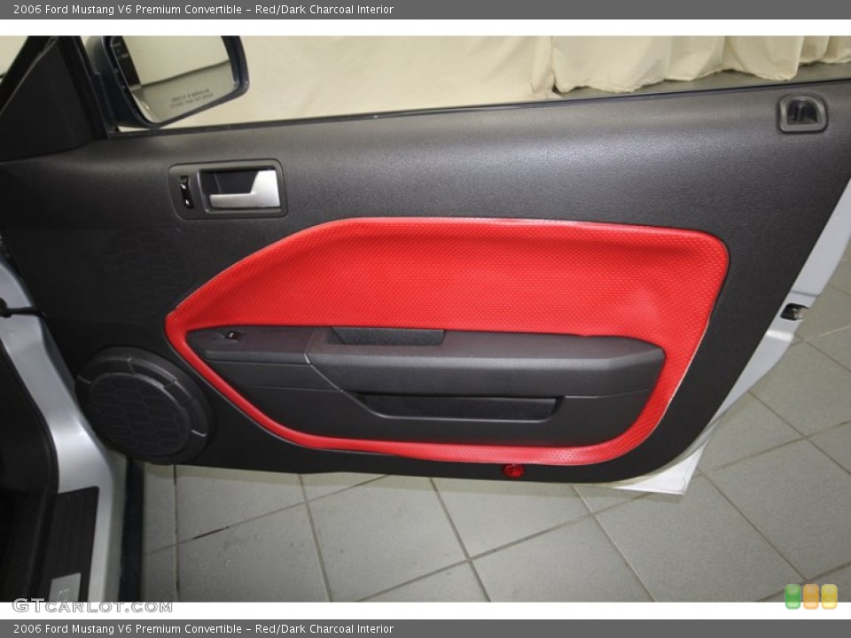 Red/Dark Charcoal Interior Door Panel for the 2006 Ford Mustang V6 Premium Convertible #80591146