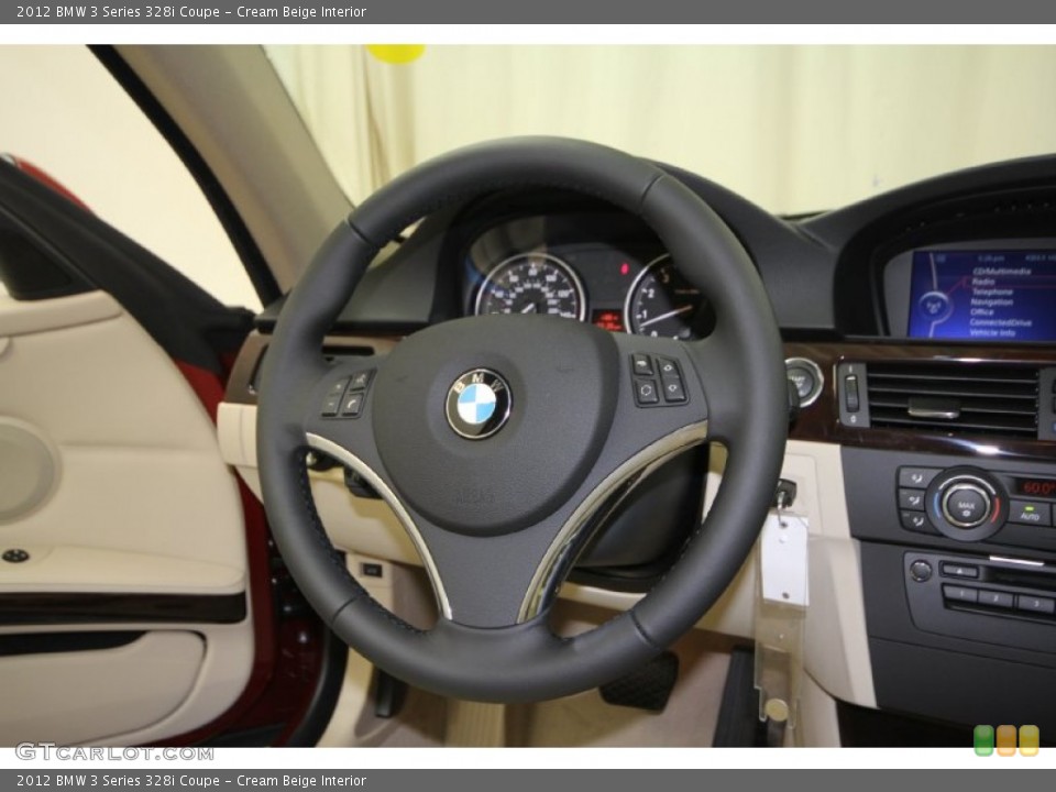 Cream Beige Interior Steering Wheel for the 2012 BMW 3 Series 328i Coupe #80591827
