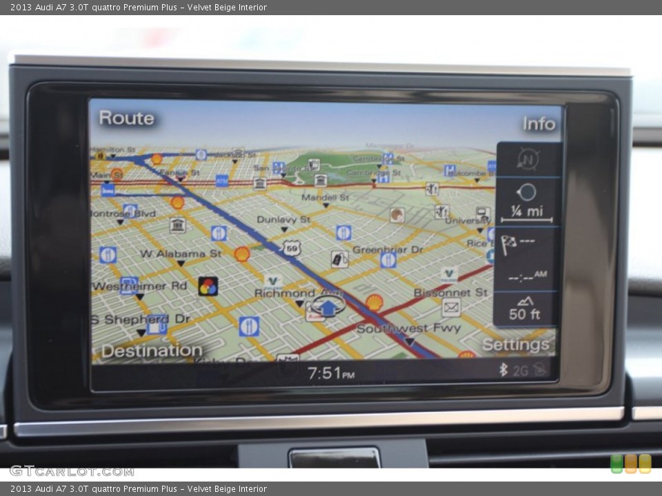 Velvet Beige Interior Navigation for the 2013 Audi A7 3.0T quattro Premium Plus #80640821