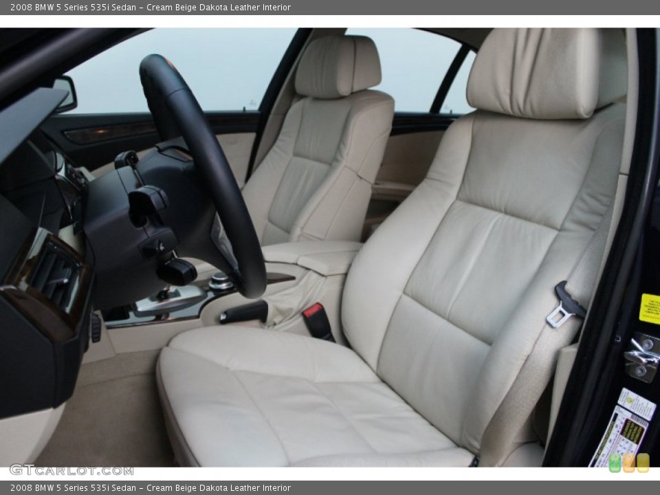 Cream Beige Dakota Leather Interior Front Seat for the 2008 BMW 5 Series 535i Sedan #80651869