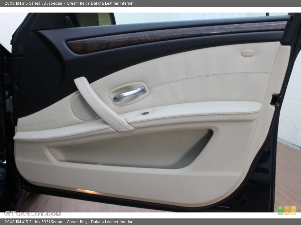 Cream Beige Dakota Leather Interior Door Panel for the 2008 BMW 5 Series 535i Sedan #80651972