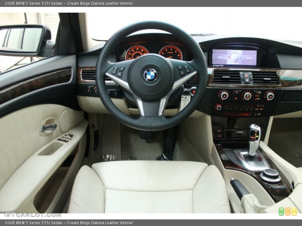 Cream Beige Dakota Leather Interior Dashboard for the 2008 BMW 5 Series 535i Sedan #80652147